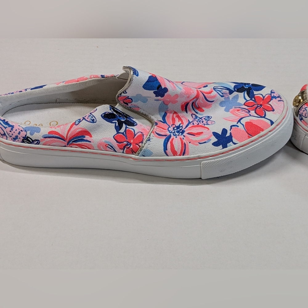 Lily Pulitzer Julie slip on sneaker shoes neon floral preppy style casual slides - Picture 8 of 9